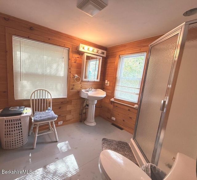 8 Brook Ln, Becket, MA 01223 - full bath featuring wooden walls and a stall shower