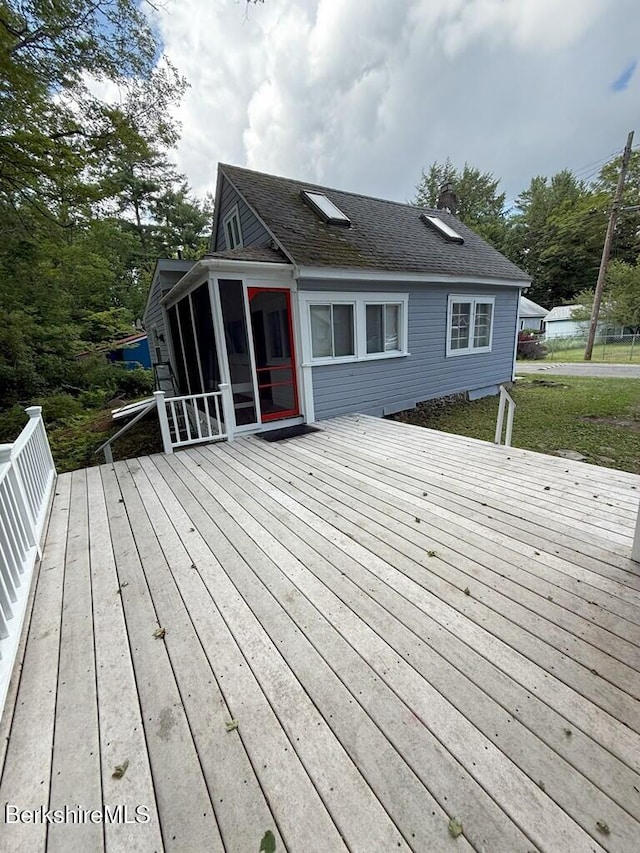 8 Brook Ln, Becket, MA 01223 - deck featuring a sunroom