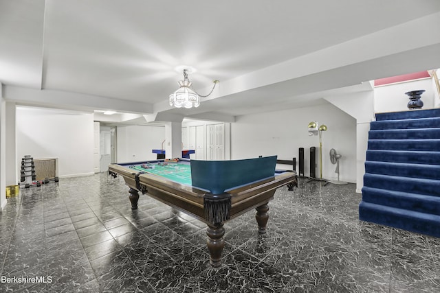 playroom featuring pool table