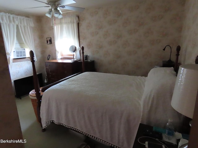 16-18 Hoosac St, Adams, MA 01220 - bedroom featuring wallpapered walls, a ceiling fan, and cooling unit