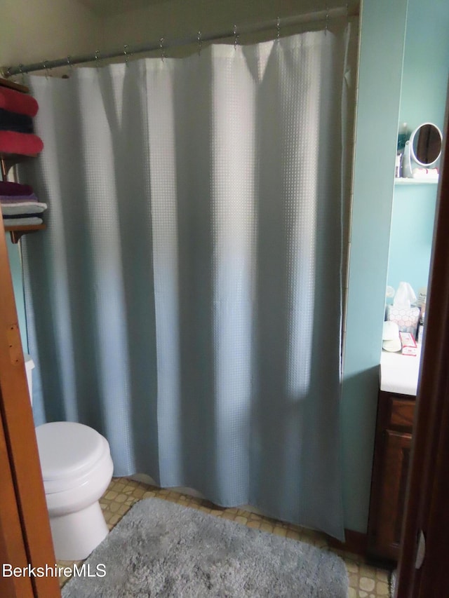 16-18 Hoosac St, Adams, MA 01220 - bathroom with vanity, curtained shower, and toilet