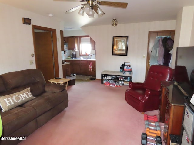 16-18 Hoosac St, Adams, MA 01220 - living room featuring ceiling fan and carpet flooring