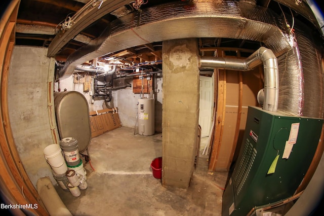 basement with electric water heater