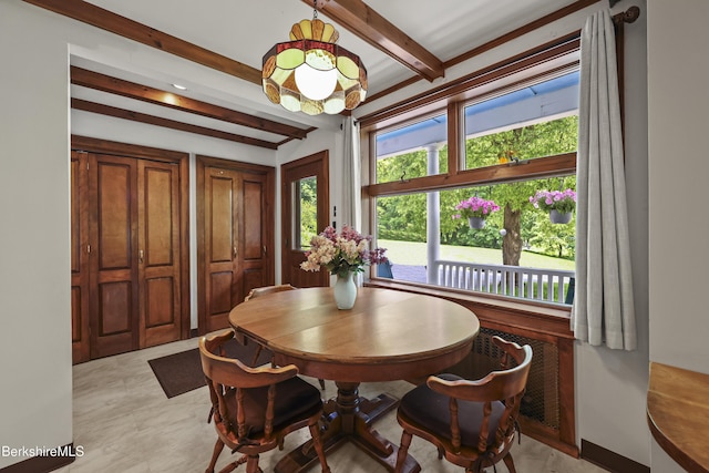 855 Massachusetts Ave, North Adams, MA 01247 - dining area featuring plenty of natural light and beamed ceiling