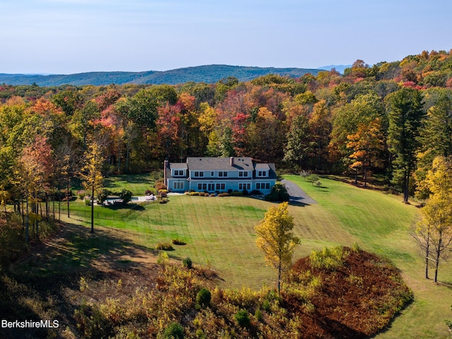 bird's eye view with a mountain view