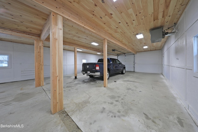 parking deck featuring wood ceiling