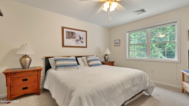 9074 Mountainside Dr, Hancock, MA 01237 - bedroom with light colored carpet, baseboards, and a ceiling fan