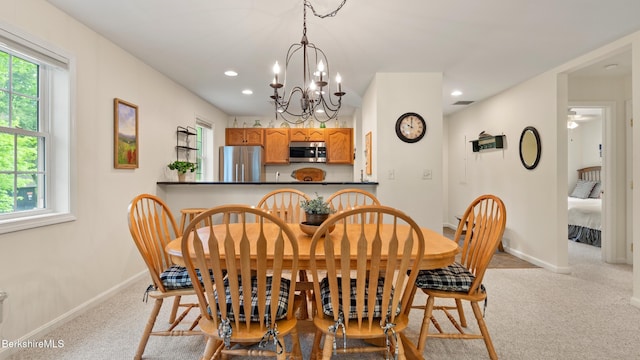 9074 Mountainside Dr, Hancock, MA 01237 - carpeted dining room with baseboards, healthy amount of natural light, and recessed lighting