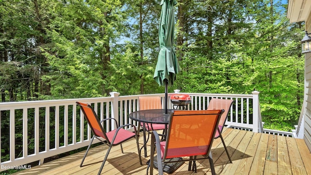 9074 Mountainside Dr, Hancock, MA 01237 - wooden terrace with outdoor dining area
