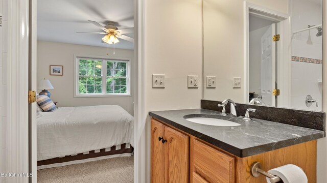 9074 Mountainside Dr, Hancock, MA 01237 - full bathroom with vanity and a ceiling fan