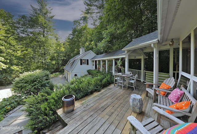 1 Train Hill Rd, Stockbridge, MA 01262 - view of deck at dusk