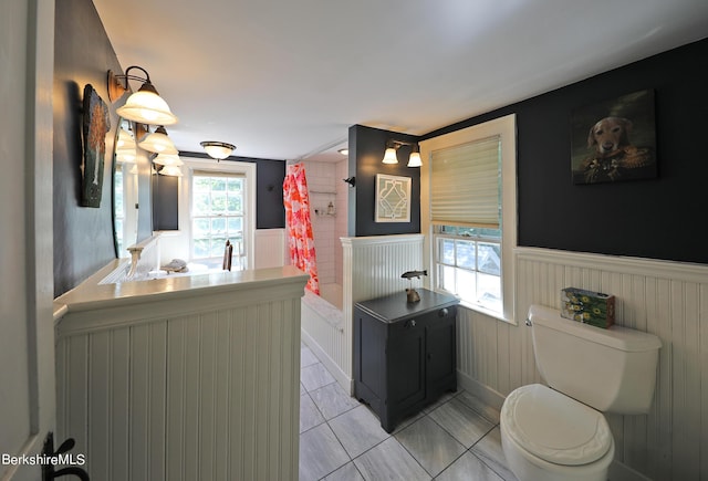 1 Train Hill Rd, Stockbridge, MA 01262 - bathroom with tile patterned flooring, curtained shower, and toilet