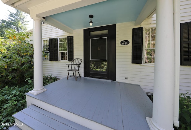 1 Train Hill Rd, Stockbridge, MA 01262 - doorway to property featuring covered porch