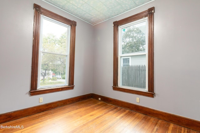 spare room featuring wood-type flooring