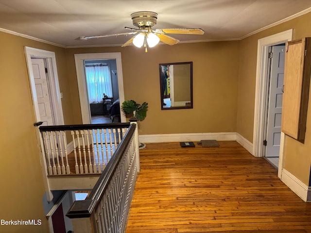 145 Bartlett Ave, Pittsfield, MA 01201 - hallway featuring hardwood / wood-style floors, ornamental molding, baseboards, and an upstairs landing