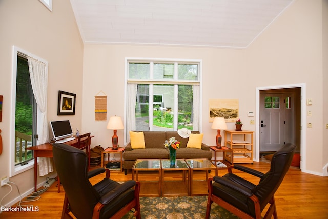 345 Big Bass Ln, Becket, MA 01223 - living room featuring wood finished floors, plenty of natural light, vaulted ceiling, and crown molding