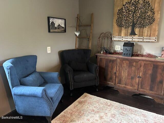 living area featuring dark hardwood / wood-style flooring