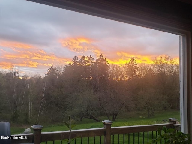 view of yard at dusk