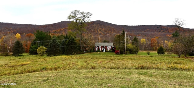 view of mountain feature with a rural view