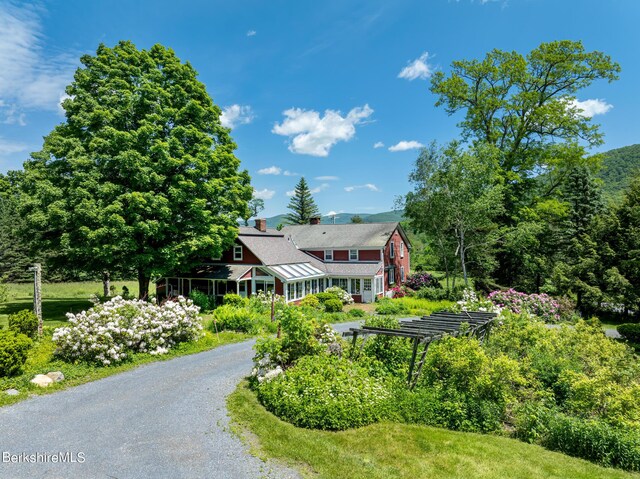 1151 Hancock Rd, Williamstown, MA 01267 - view of front of property with a chimney and gravel driveway