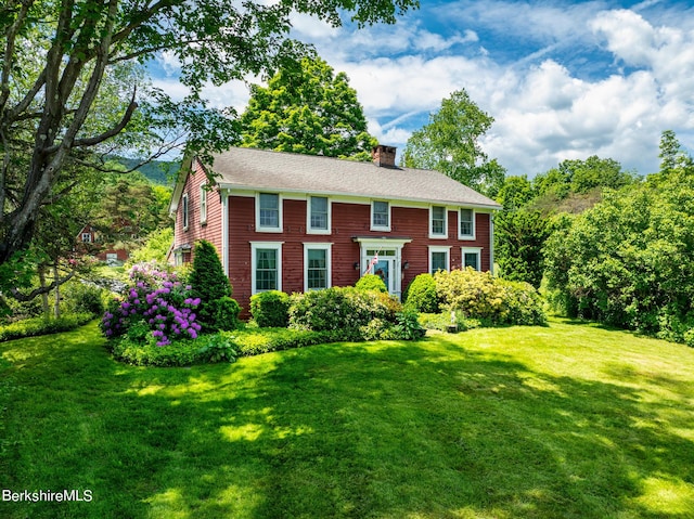 1151 Hancock Rd, Williamstown, MA 01267 - colonial inspired home featuring a chimney and a front lawn