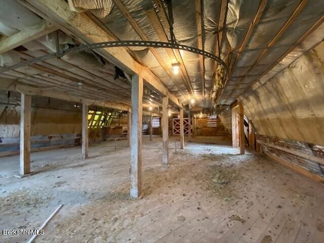 view of unfinished attic