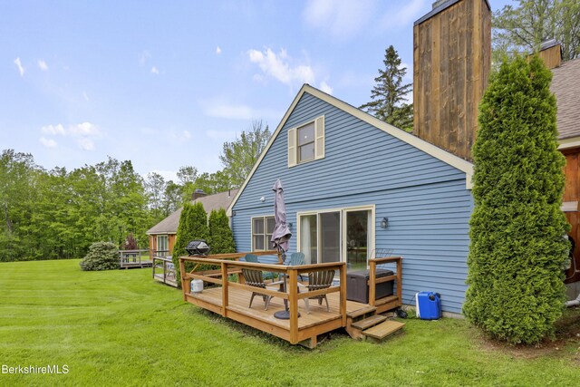 94 Corey Rd Unit D, Hancock, MA 01237 - back of property featuring a yard and a wooden deck