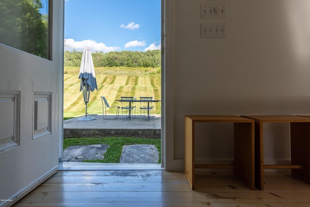 doorway to outside with plenty of natural light and light wood-type flooring