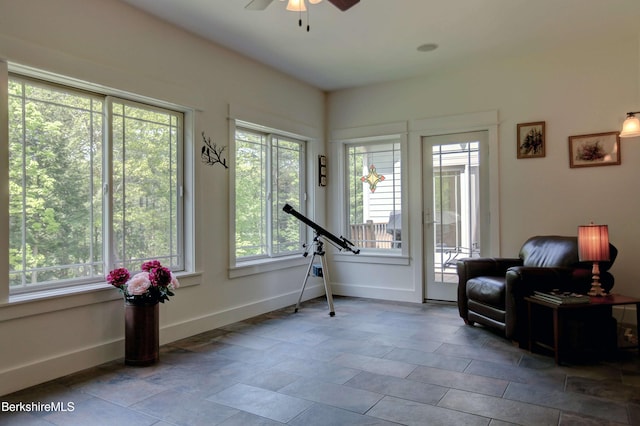 7 Perry Rd, Sandisfield, MA 01255 - living area with baseboards and ceiling fan