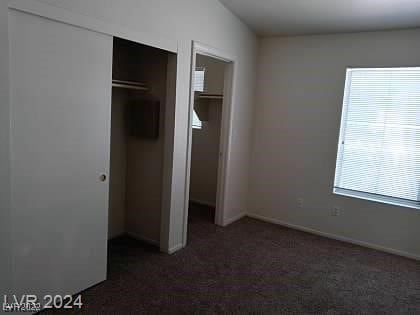 unfurnished bedroom featuring carpet and a closet