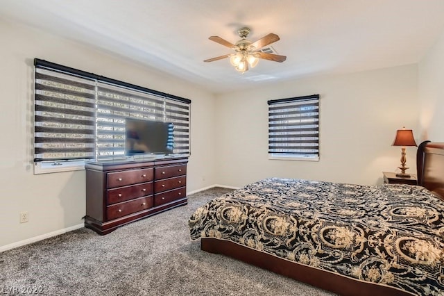 bedroom featuring carpet and ceiling fan