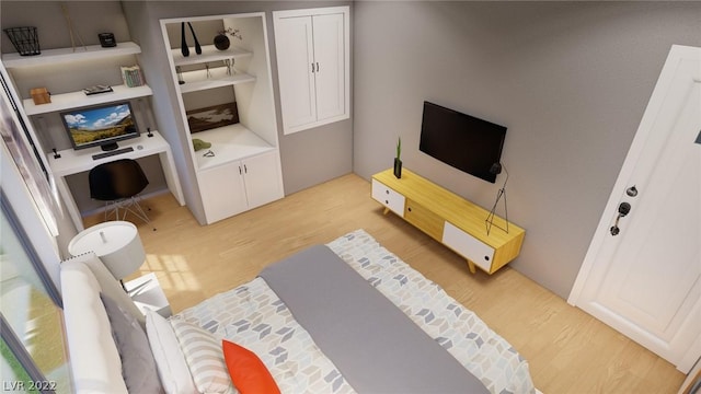 bedroom featuring a closet and light hardwood / wood-style flooring