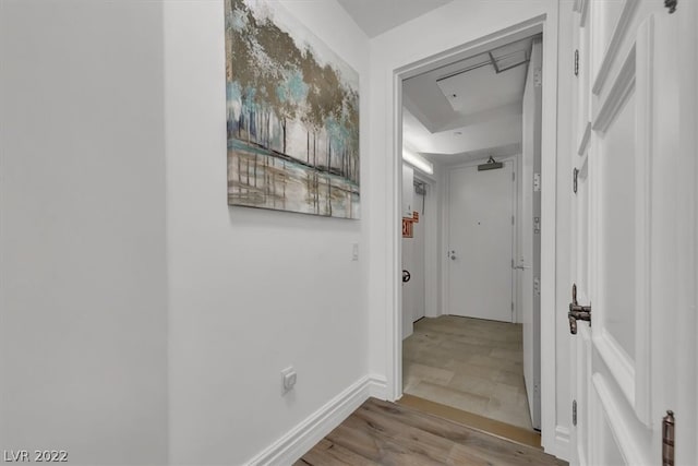 corridor featuring light wood-type flooring