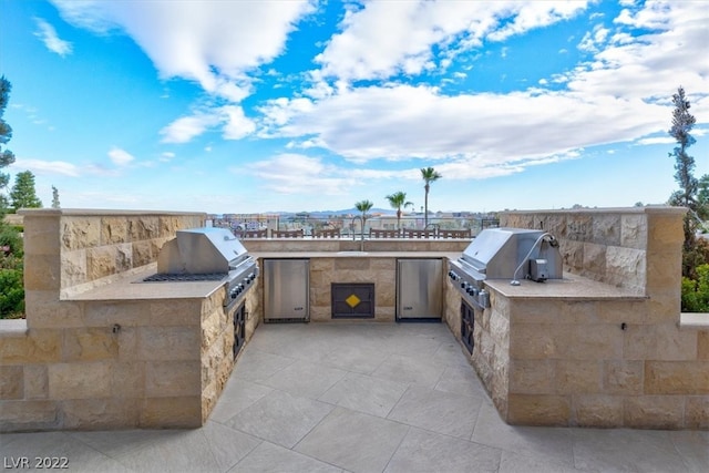 view of patio with grilling area and an outdoor kitchen