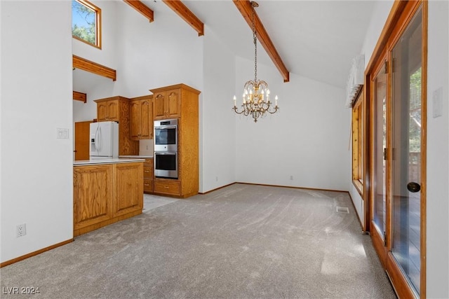 4095 Tyrol Way, Mount Charleston, NV 89124 - unfurnished living room with a chandelier and light carpet
