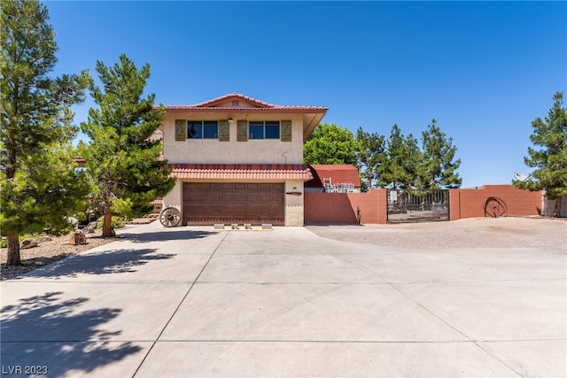 view of front of house with a garage