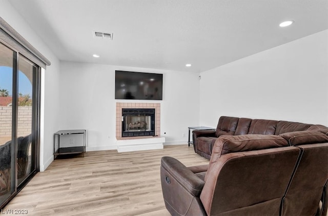 living room featuring light wood-type flooring