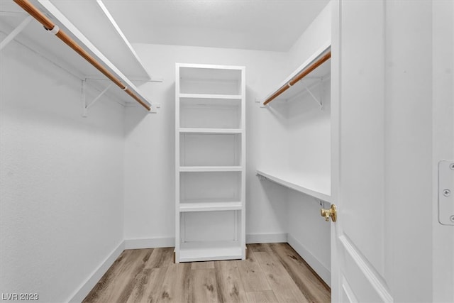 spacious closet with light hardwood / wood-style floors