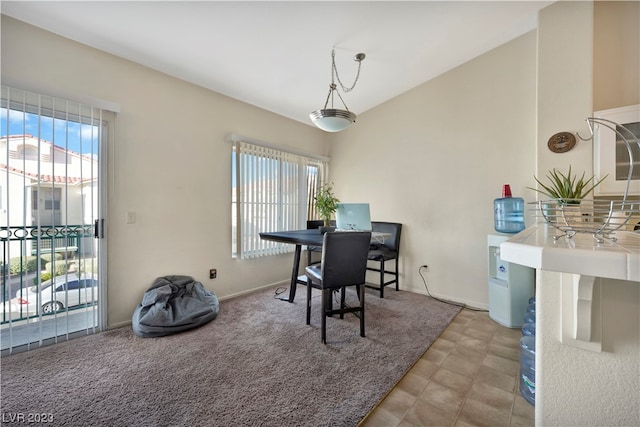 dining room with light tile floors