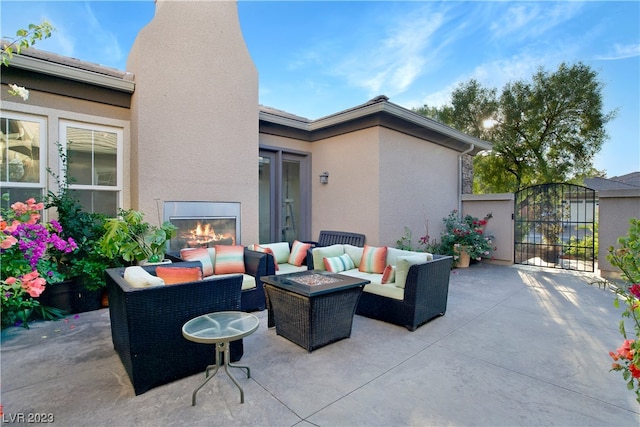 view of terrace with an outdoor living space