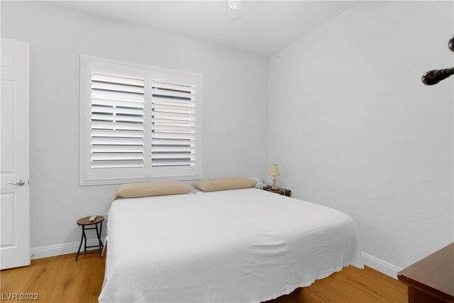 bedroom featuring light wood-type flooring