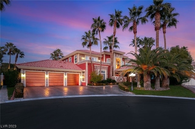 view of front of home with a garage