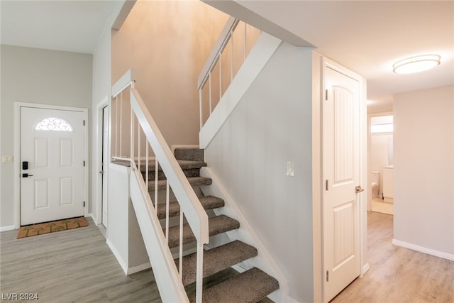 foyer with light hardwood / wood-style flooring