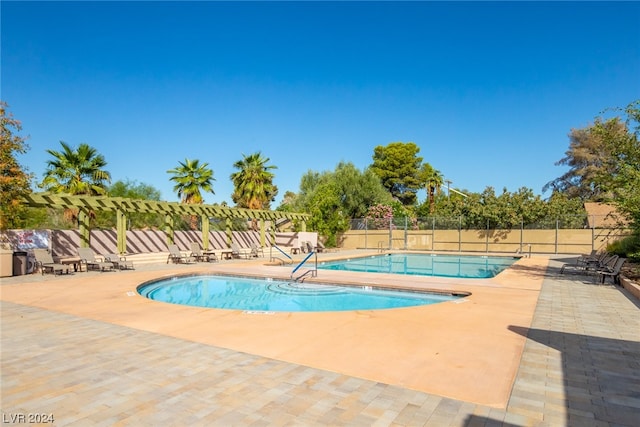 view of swimming pool with a patio area