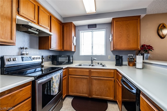 kitchen featuring electric stove, sink, and dishwasher