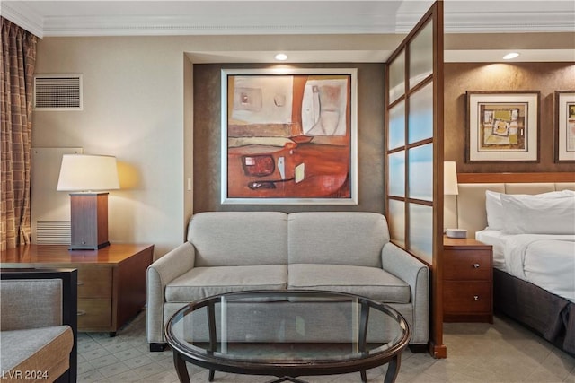 bedroom featuring ornamental molding