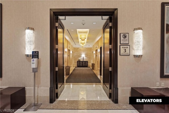 hallway with ornamental molding