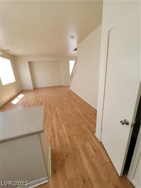 interior space with light hardwood / wood-style flooring