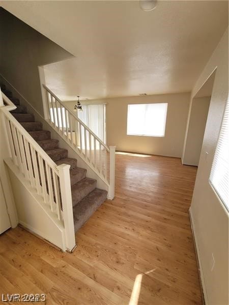 stairway featuring wood-type flooring