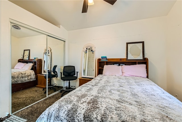 5717 Wizard Wand St, North Las Vegas, NV 89031 - bedroom with carpet, a closet, and a ceiling fan